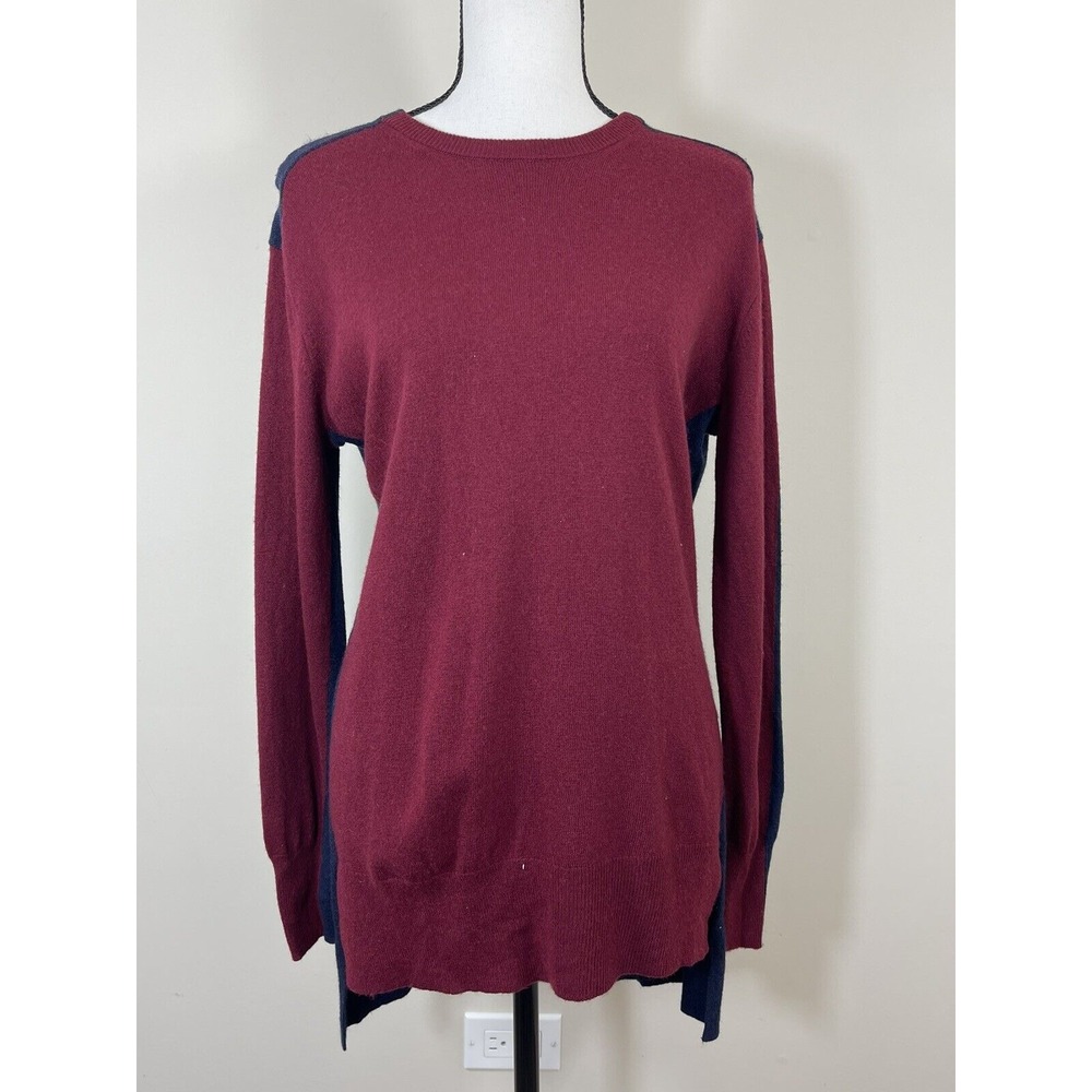 J CREW Navy Maroon Colorblocked Wool Blend Tunic Sweater sz Small